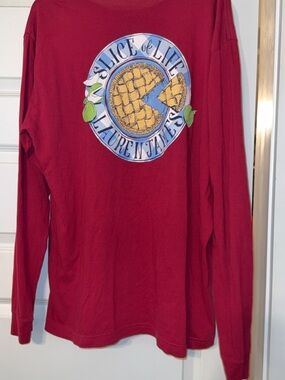 Lauren James Red Long-Sleeve Pie Graphic Tee with Blue & Green Accents